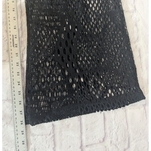 Y2K Small Pants Wide Black Crochet Lace Boho Whimsigoth Elastic Band Grunge - Picture 4 of 6